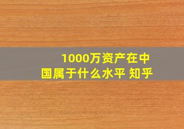 1000万资产在中国属于什么水平 知乎